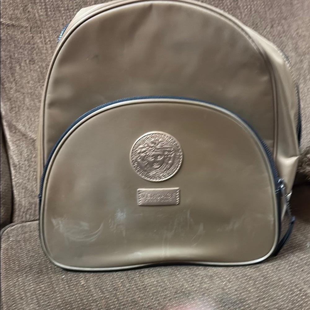 Versace Brown Backpack with Sleek Design and Dome Shape